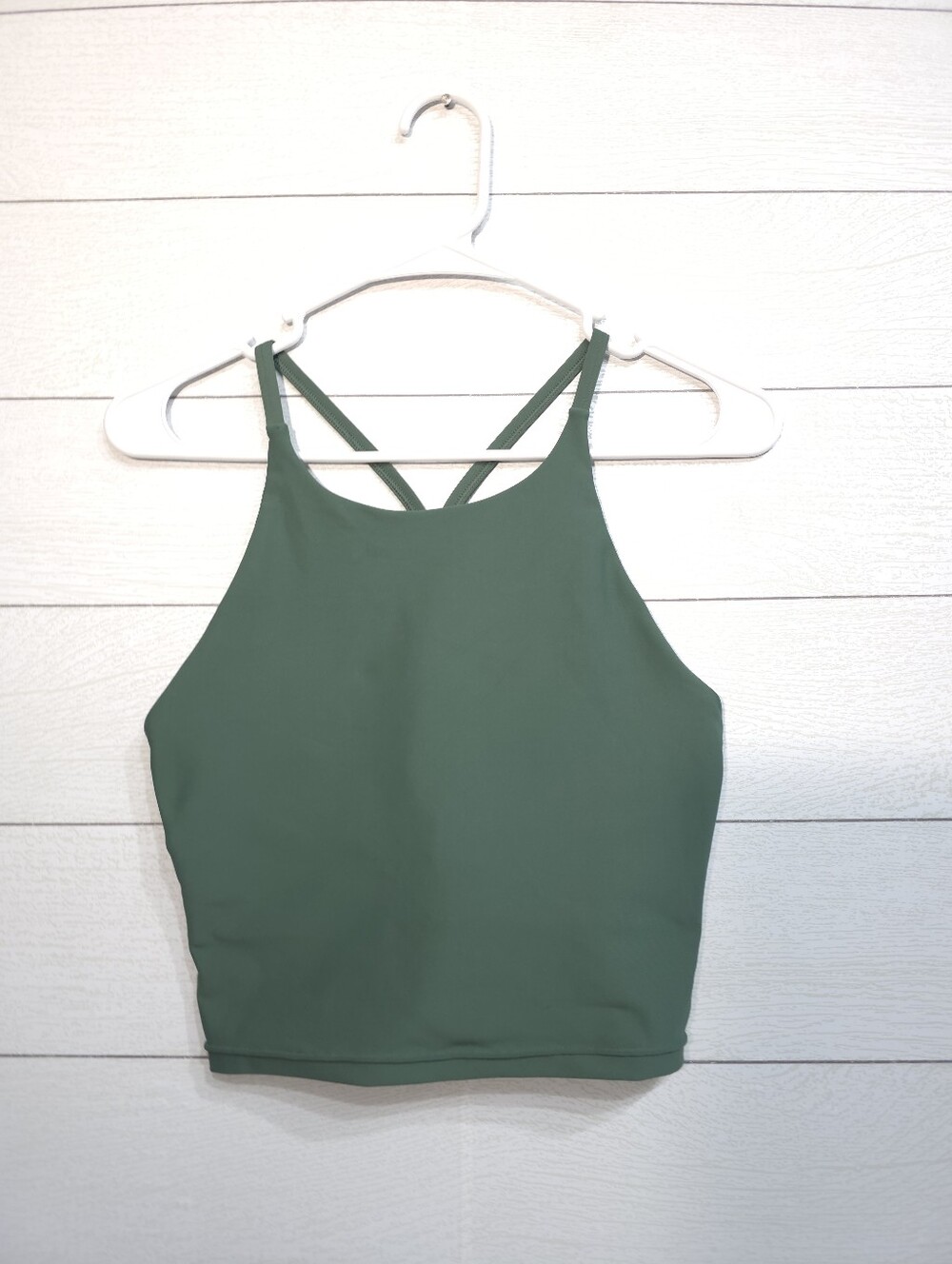 Old Navy Active PowerSoft Light Support Longline Sports Bra Green Crop Small